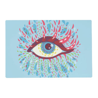 Abstract Weird Blue Psychedelic Eye Placemat