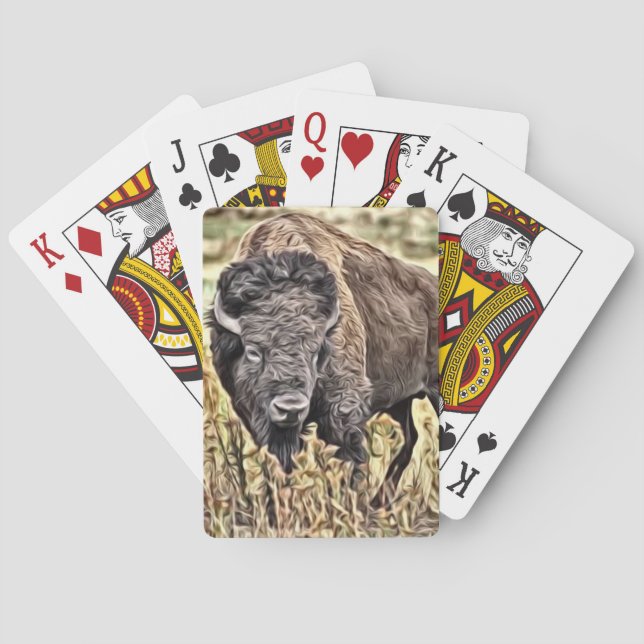 Abstract Western Buffalo Poker Cards (Back)