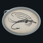 Abstract Wet Fly Lure Oval Belt Buckle<br><div class="desc">You'll have style on the river when you go fish with this abstract wet-fly fishing lure artwork! Classic and artistic drawing of a wet fly by Daniel Drake. This great fly fishing themed design is available on many different products if you take a look in my shop. Great for nature...</div>