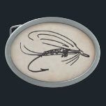 Abstract Wet Fly Lure Oval Belt Buckle<br><div class="desc">You'll have style on the river when you go fish with this abstract wet-fly fishing lure artwork! Classic and artistic drawing of a wet fly by Daniel Drake. This great fly fishing themed design is available on many different products if you take a look in my shop. Great for nature...</div>