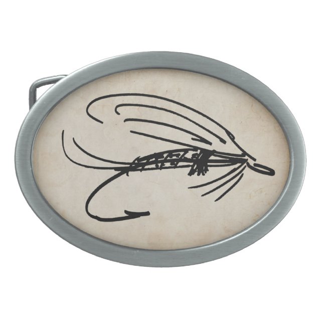 Abstract Wet Fly Lure Oval Belt Buckle (Front)