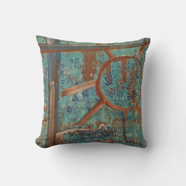 Abstract Wheel & Fence Throw Pillow (Front)