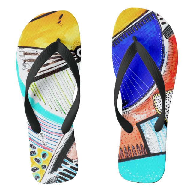Abstract Wheel Flip Flops (Footbed)