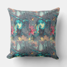 Abstract whimsical art design Throw Pillow