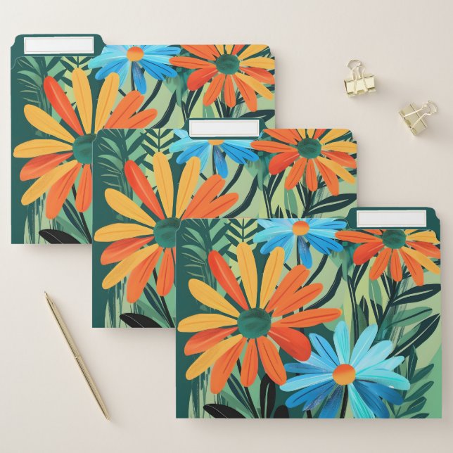 Abstract Whimsical Daisy Meadows File Folder (Set)