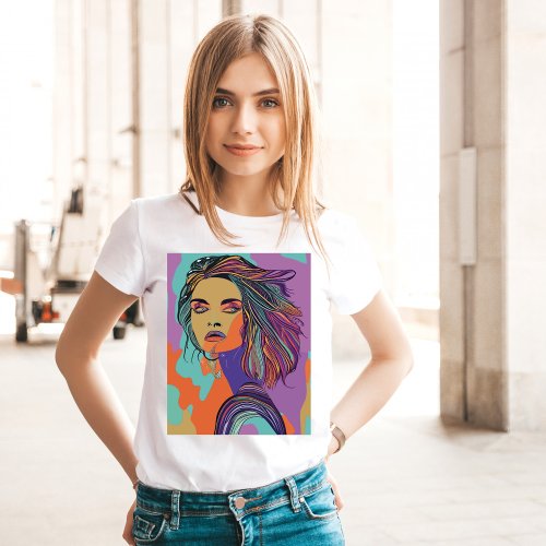 Abstract Whimsical Face Colorful Artsy Fun Trendy T_Shirt