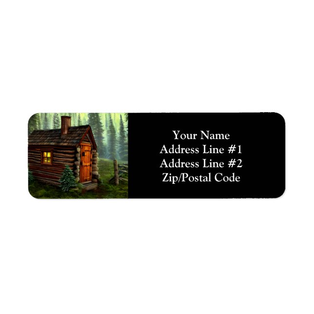 Abstract Whimsical Little Hunting Cabin Label (Front)