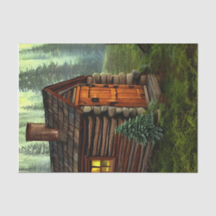 Abstract Whimsical Little Hunting Cabin Tissue Paper