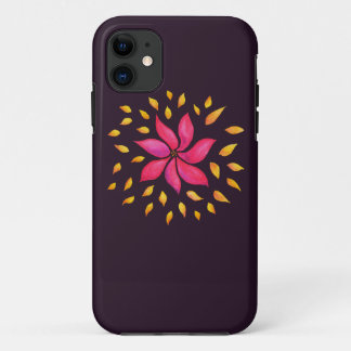 Abstract Whimsical Watercolor Pink Flower iPhone 11 Case