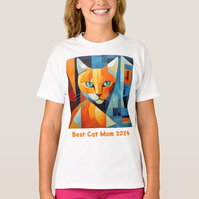 Abstract Whiskers: Best Cat Mom T-Shirt (Front)