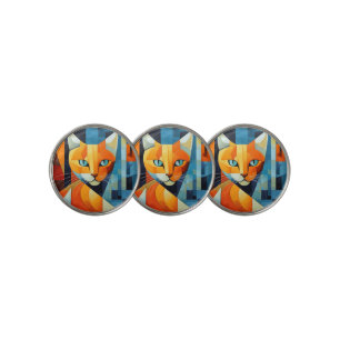 Abstract Whiskers: Orange Cat Golf Ball Marker
