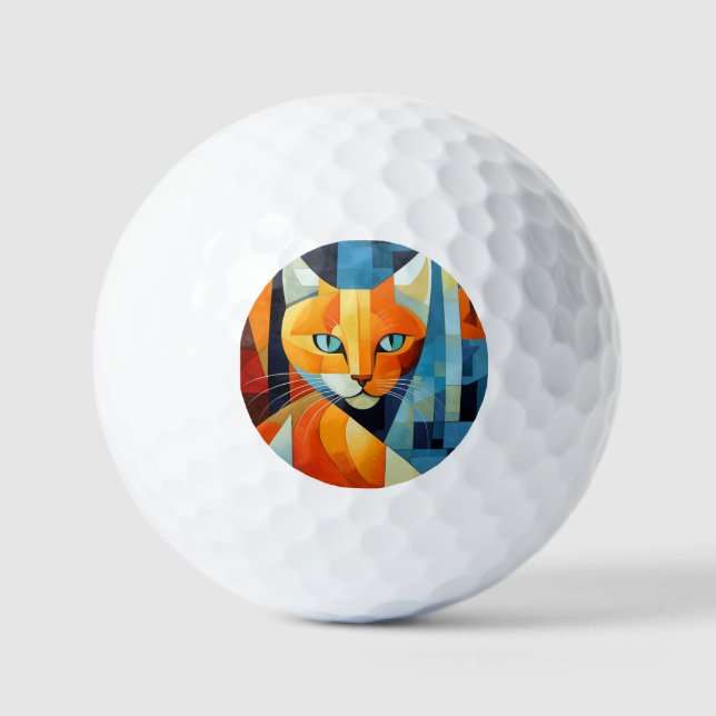 Abstract Whiskers: Orange Cat Golf Balls (Front)