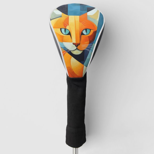 Abstract Whiskers: Orange Cat Golf Head Cover (Front)