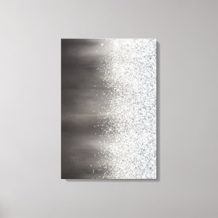 Abstract White And Gray Modern Glitter Painting Ca Canvas Print
