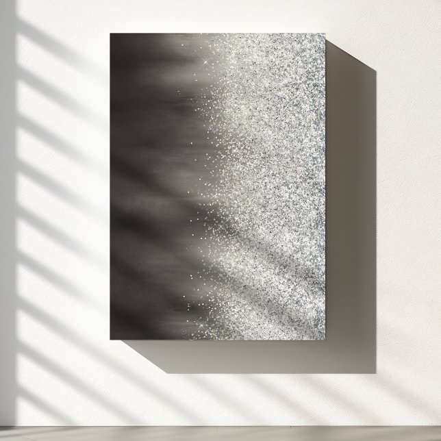 Abstract White And Gray Modern Glitter Painting Canvas Print (Creator Uploaded)