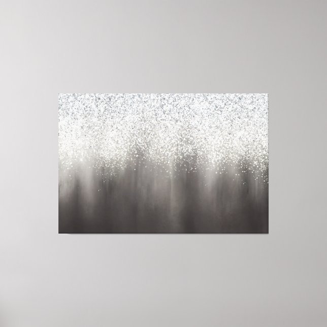 Abstract White And Gray Ombre Glitter Painting Canvas Print (Front)