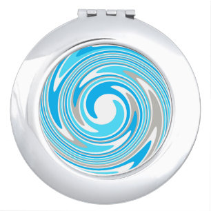 Abstract White, Blue & Gray Swirl Compact Mirror