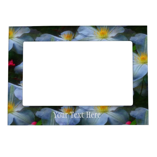 Abstract White Clematis Flowers Magnetic Frame (Front)