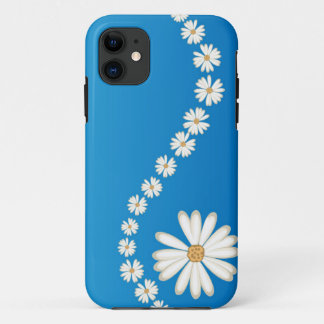 Abstract White Daisies on Blue iPhone 5 Case