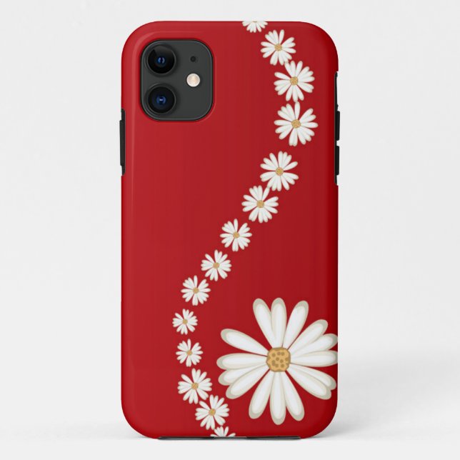 Abstract White Daisies on Red iPhone 5 Case (Back)