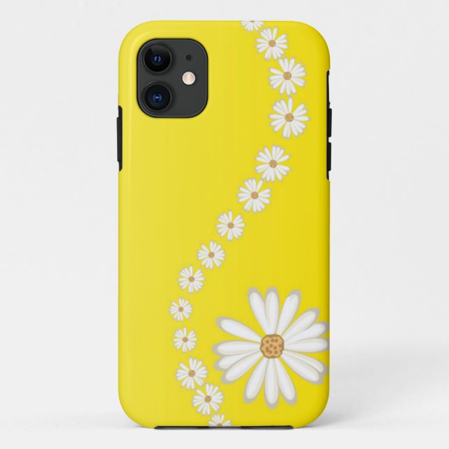 Abstract White Daisies on Yellow iPhone 5 Case (Back)