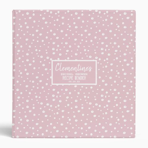 Abstract White Dots Purple Bridal Shower Recipe 3 Ring Binder