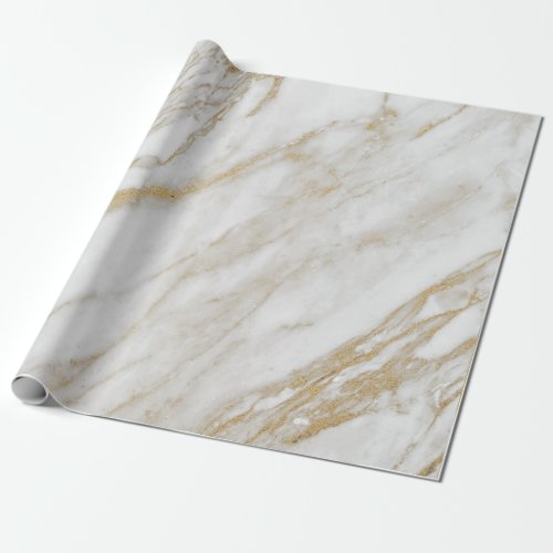 Abstract White Gold Gray Carrara Marble Stone VIP Wrapping Paper