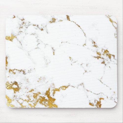Abstract White Gray Carrara Gold Marble Urban Mouse Pad