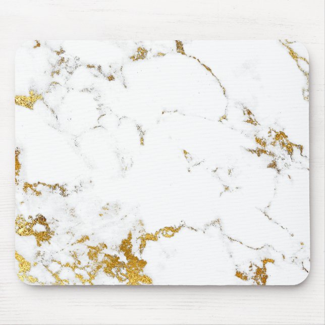 Abstract White Gray Carrara Gold Marble Urban Mouse Pad (Front)