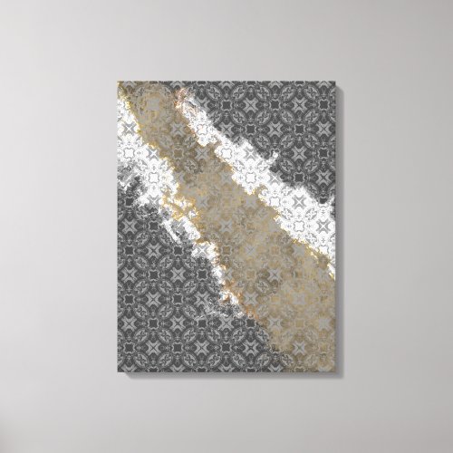 Abstract White Grey and Gold Beige Vintage Canvas Print