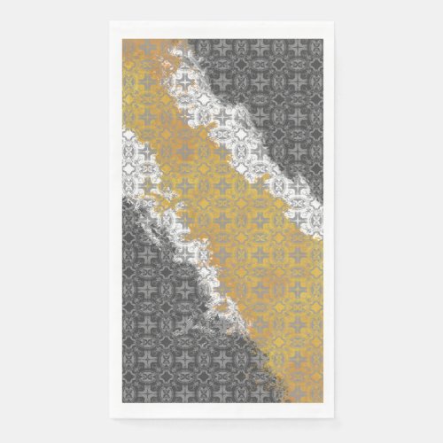 Abstract White Grey Bronze Gold Vintage Pattern Paper Guest Towels