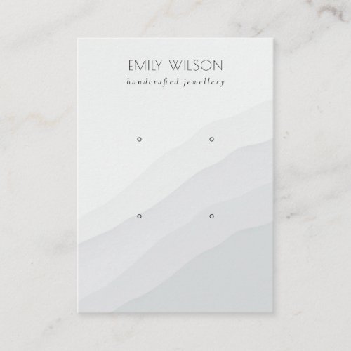 Abstract White Grey Waves 2 Stud Earring Display Business Card