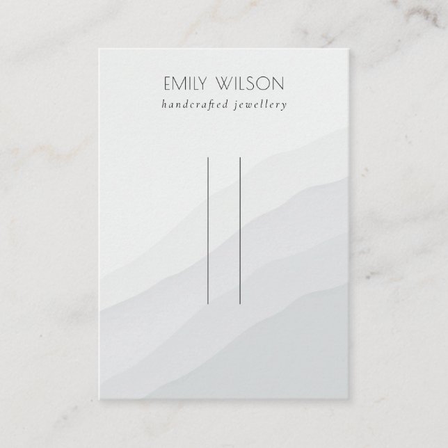 Abstract White Grey Waves Hairclips Pin Display Business Card (Front)