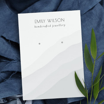 Abstract White Grey Waves Stud Earring Display Business Card by JustJewelryDisplay at Zazzle