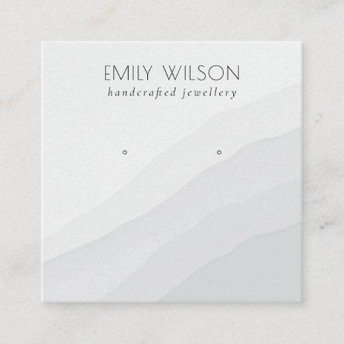 Abstract White Grey Waves Stud Earring Display Square Business Card