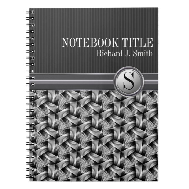 Abstract White Grey Weave Pattern Custom Notebook (Front)