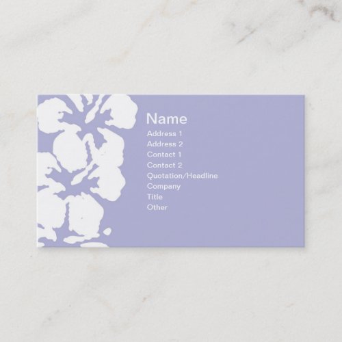 Abstract White Hibiscus Flowers on Lavender Business Card