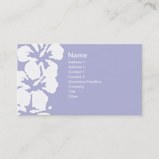 Customizable Abstract White Hibiscus Flowers on Lavender Business Card