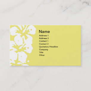 Abstract White Hibiscus Flowers on Yellow Business Card