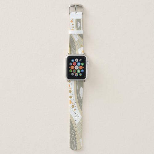 Abstract white leaves apple watch band