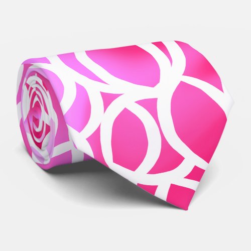 Abstract White Line Pattern on Pink Ombre Neck Tie