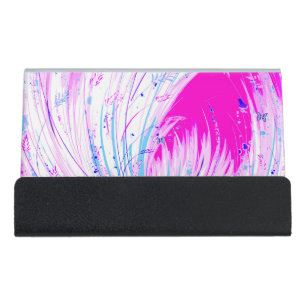 Abstract White Pink Enchanted Garden Desk Business Card Holder