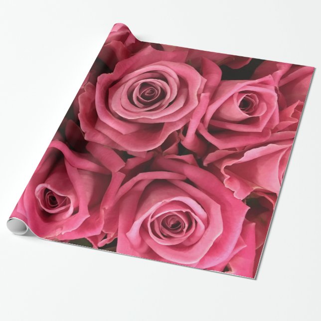 Abstract White Roses Garden Elegant Floral Wrappin Wrapping Paper (Unrolled)