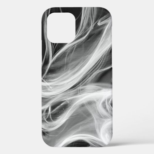 Abstract White Smoke on Black iPhone 12 Case