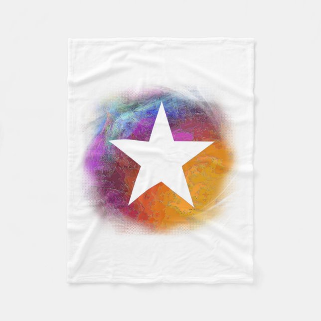 Abstract White Star Fleece Blanket (Front)