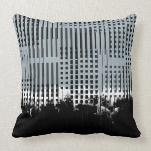 Abstract White, Teal, & Black Stripe Pattern Throw Pillow