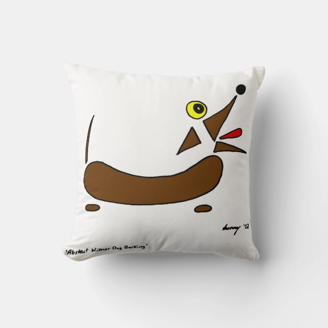 Abstract Wiener Dog Pillow - Black (Front)