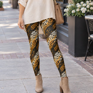 Abstract Wild Cats Texture Print Leggings