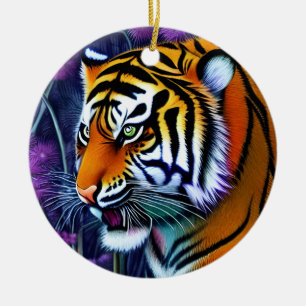 Abstract Wild Majestic Predator Tiger Ceramic Ornament