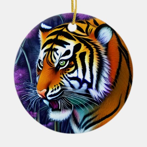 Abstract Wild  Majestic Predator Tiger Ceramic Ornament